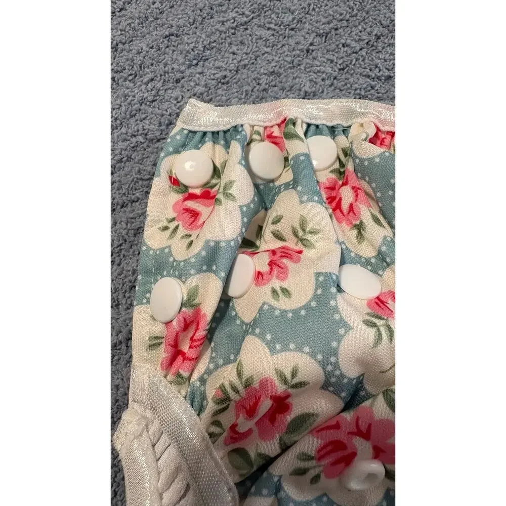 Babygoal-Reusable Swim Diaper-2 Pack Snap-Pink Blue White Floral-Girl-Baby Chic
